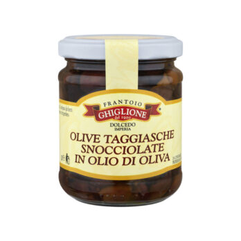 OLIVES TAGGIASCHE DÉNOYAUTÉES À L’HUILE D’OLIVE 180 gr